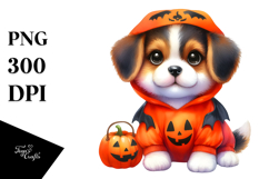 Vibrant Drawing of Cute Baby Dog for Halloween | Sublimation Product Image 1