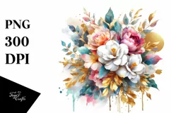 Colorful Bouquet with Gardenia Splash | Sublimation Clipart Product Image 1