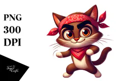 Silly Cartoon Kitten with Bandana PNG Product Image 1