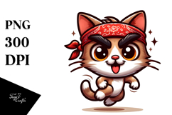 Silly Cartoon Kitten with Bandana PNG Product Image 1