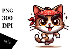 Silly Cartoon Kitten with Bandana PNG Product Image 1