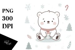 Cute Winter Polar Bear PNG Product Image 1