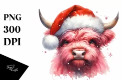 Cute Pink Highland Cow PNG Product Image 1