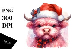 Cute Pink Highland Cow PNG Product Image 1