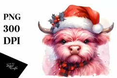 Cute Pink Highland Cow PNG Product Image 1