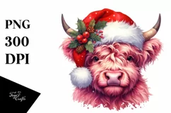 Cute Pink Highland Cow PNG Product Image 1