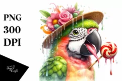 Funny Cute Parrot Tongue Out Dripping | Sublimation Clipart Product Image 3