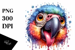 Funny Cute Parrot Tongue Out Dripping | Sublimation Clipart Product Image 1