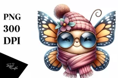 Funny Cute Butterfly Scarf Head | Sublimation Clipart Product Image 3