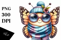 Funny Cute Butterfly Scarf Head | Sublimation Clipart Product Image 3