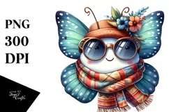 Funny Cute Butterfly Scarf Head | Sublimation Clipart Product Image 3