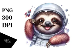 Cute Baby Sloth with Astronaut Helmet PNG Product Image 1