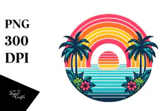 Retro Tropical Rainbow Sunset, 20 oz Tumbler Product Image 1