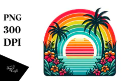 Retro Tropical Rainbow Sunset, 20 oz Tumbler Product Image 1