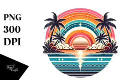 Retro Tropical Rainbow Sunset, 20 oz Tumbler Product Image 1