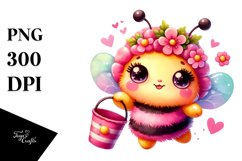 Cute Baby Bee with Bubbly Bucket PNG Product Image 1