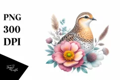 Vibrant Sandgrouse Above Flower | Sublimation Clipart Product Image 1