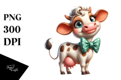 Innocent Holstein Calf with Bow PNG Product Image 1