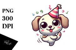 Dancing Puppy with Party Hat, Trending PNG Product Image 1