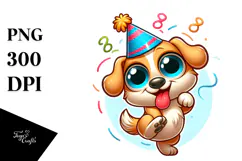 Dancing Puppy with Party Hat, Trending PNG Product Image 1