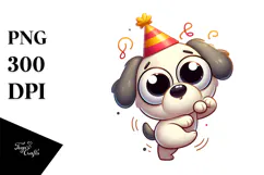 Dancing Puppy with Party Hat, Trending PNG Product Image 1