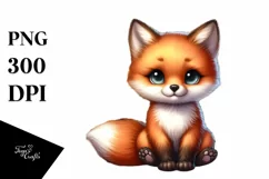 Funny Cute Baby Fox Sitting | Sublimation | Clipart Product Image 3
