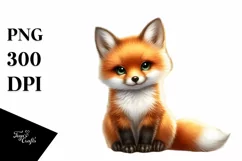 Funny Cute Baby Fox Sitting | Sublimation | Clipart Product Image 1