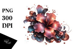 Glossy Hibiscus with Metallic Insertions PNG Product Image 1
