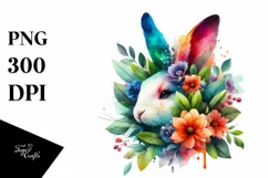 Abstract Vibrant Watercolor Bunny PNG Product Image 1