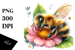 Digital Baby Bee Sleeping on Flower, Transparent PNG Product Image 1