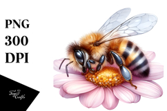 Digital Baby Bee Sleeping on Flower, Transparent PNG Product Image 1