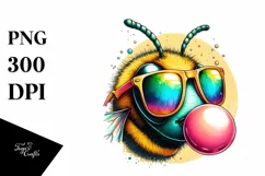 Colorful Bee Portrait with Sunglasses | Clipart Product Image 1