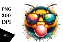 Colorful Bee Portrait with Sunglasses | Clipart Product Image 1