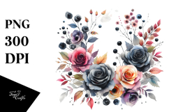 Colorful Black Roses Watercolor Product Image 1