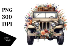 Vintage Jeep with Flowers, 20 oz Tumbler Product Image 1