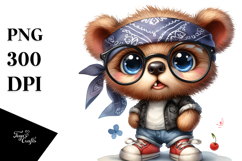 Watercolor Baby Bear Bandana Clipart Product Image 1