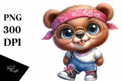 Watercolor Baby Bear Bandana Clipart Product Image 3