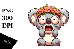 Dramatic Koala with Flower Crown, Trending PNG Product Image 1