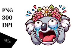 Goofy Cartoon Koala with Flower Crown, PNG Product Image 1