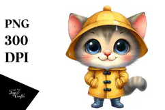 Watercolor Baby Cat Hat Clipart Product Image 1