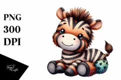 Colorful Baby Plush Zebra | Sublimation | Clipart Product Image 1