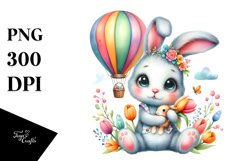 Cute Baby Rabbit Cuddling, PNG Product Image 1