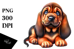 Happy Bloodhound Puppy PNG Product Image 1