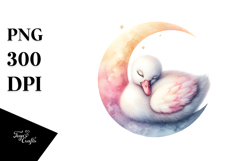 Vibrant Swan Sleeping on Moon Clipart Product Image 1