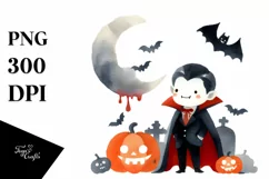 Funny Vampire Halloween Clipart PNG Product Image 3
