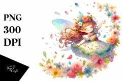 Fairy Tumbling with Flower Petals Clipart Product Image 3