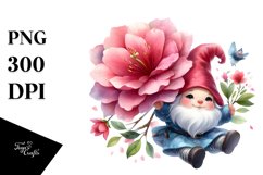 Adorable Gnome with Azalea, PNG Product Image 1