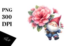 Adorable Gnome with Azalea, PNG Product Image 1