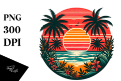 Retro Tropical Beach Sunset, 20 oz Tumbler Product Image 1