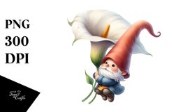 Adorable Gnome with Calla Lily, PNG Product Image 1